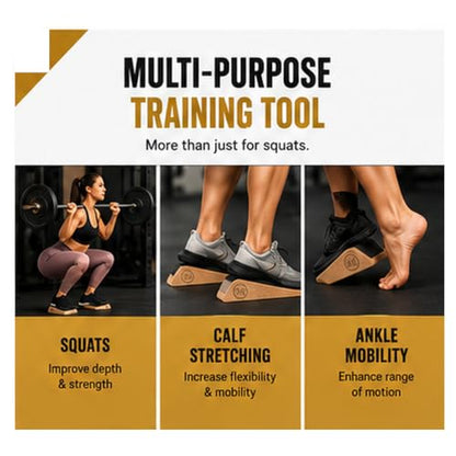 Squat Wedge Blocks (Set of 2) – Non-Slip Slant Boards for Lower Body Workouts Ankle and Calf Stretching - Yoga Blocks, Designed to Elevate Heels and Squat Support - Includes Carry Bag