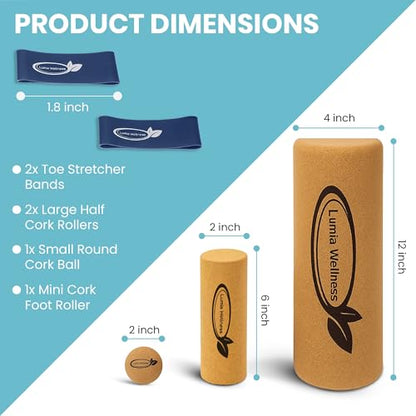 Natural Cork Balance Board Set - Yoga Foot & Ankle Strengthener, Balancing Board Massager for Plantar Fasciitis Relief, Pilates Toe Stretcher