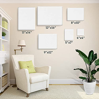 30 Pack Canvases for Painting with 4x4“, 5x7”, 8x10“, 9x12”, 11x14“, 12x16”, Painting Canvas for Oil & Acrylic Paint - size: 30 Packs - 6Sizes(5 of Each)