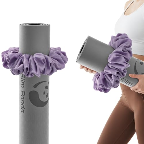 Slim Panda Yoga Mat Scrunchie,Style & Cute Mat Holder,Stretchable Velvet Fabric Fit All Standard Yoga Mats (mat not included) - color: Purple