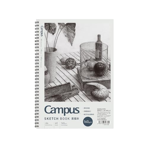 Kokuyo 9" x 12" Sketch Book, Spiral Bound Sketch Pad, 40 Sheets 160gsm Acid-Free Drawing Paper, Art Sketchbook for Drawing Pad for Kids Artists & Beginners Professional Art Supplies for Adults - color: White, size: A4