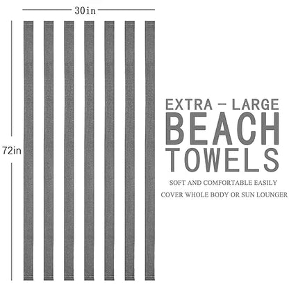 Genovega 6 Packs Oversized 72X40 Inch Stripe Beach Towel Thin Terry Set Extra Large XL Big Clearance Towels Soft Swim Pool Travel Accessories Essentials Camping Adults Men Women Gift Grey - color: Grey, size: 72.00" X 40.00"