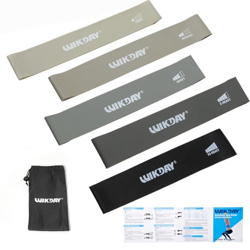 WIKDAY Resistance Bands for Working Out Exercise Loop Bands Workout Bands Set for Men Women Body Stretching, Crossfit Training, Home Workout, Physical Therapy, Booty Legs, Set of 5 - color: Gray