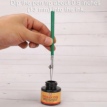 Ruling Pen for Masking Fluid, Cross Hinged Ruling Pen for Fine Line Drawing, Technical Drawing, Suitable for Use with Masking Fluid, Ink and Gouache - color: Green, style: Cross Hinged