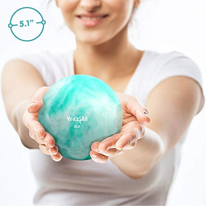 Yes4All Weighted Toning Balls for Exercise, Soft Medicine Balls for Exercise, Pilates, Yoga, Balance, Flexibility, 2-10lbs - color: Mint, style: C. Marble