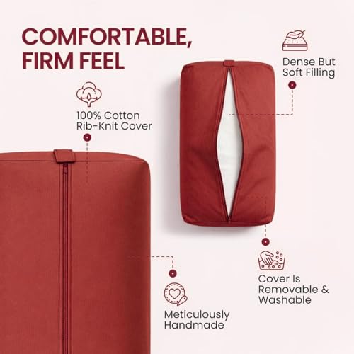 Rectangular Cotton Yoga Bolster, Yoga Pillow, Yoga Cushion, Yin yoga Bolster, Iyengar yoga bolster - color: Maroon