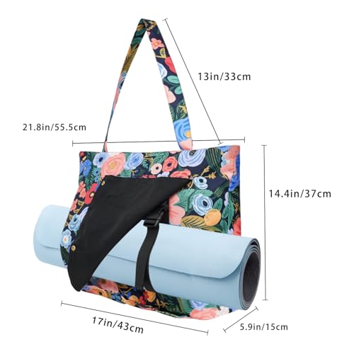 Yoga Mat Bag Yoga Bags and Carriers Fits All Your Stuff Yoga Tote Bag with Zipper Pocket Yoga Mat Carrier Pilates Bag Take in Out Mat Easily - color: Floral