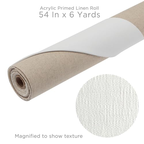 Centurion 11 oz. Acrylic Primed 100% Linen Canvas Roll, 84 inches x 30 Yards Double Primed Medium Weight with Even Surface Texture - Archival Ready to Stretch Linen Canvas Material for All Wet Media