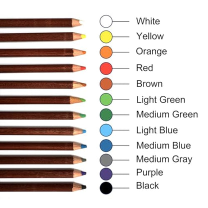 12 Color Pastel Pencils, Excellent Lightfast & Color Coverage | Easy to Use, Cost-Effective for All Skill Level Users from Beginners, Students to Professionals & Artists