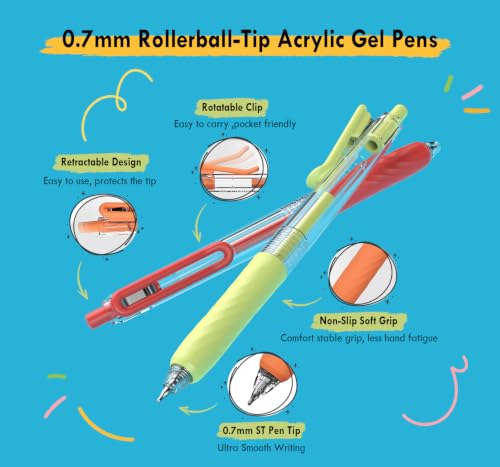Acrylic Gel Pens for Coloring, 144 Colors Retractable Colored Pens | 0.7mm Tip , Premium Gift Box Set, Perfect for Coloring, Writing, Drawing, Journaling, Note Taking, Black & White Paper - color: 144 colors