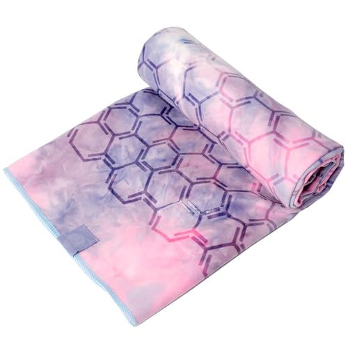 Eunzel Double Sided Silicone Yoga Mat Towel, 72" x 26.5" | Double-Sided Silicone Grip, Non Slip Surface, Absorbent Microfiber, Hot Yoga & Vinyasa - color: Navy & Pink