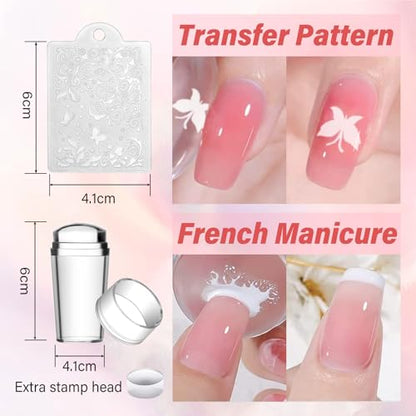 Biutee 15PCS Nail Stamping Plates with Nail Art Stamper and Scraper | Nail Stamper Kit Nail Stamp Plate Flower Animal Geometry Stripe Design Nail Stamping Kit with Storage Bag - color: 18pcs