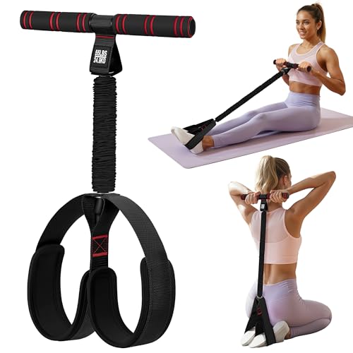 Pedal Resistance Band with Handle | Upgraded 55LBS Exercise Resistance Bands for Core, Abs, Legs, Glutes, Arms, Strength, Physical Therapy, Pilates, Sit Up Workout Equipment for Women Home Gym - color: 3black