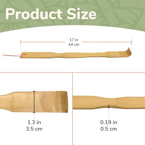BambooMN 17 Inch Bamboo Wooden Back Scratchers for Itchy Stress Relief, 2 Units - color: 17" Back Scratcher, size: 2 Units
