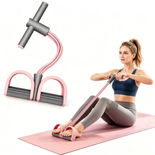Pedal Resistance Band with Handle,4/6/8 Resistance Levels Elastic Pull Rope, Portable Fitness Bands for Leg Butt Training, Home Gym, Yoga, Pilates - size: 4 Levels（Pink ）