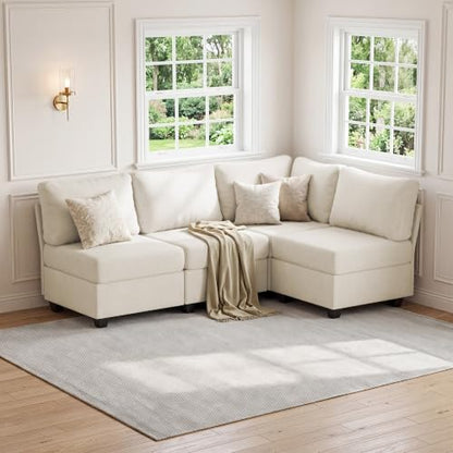 Breakfast Nook Bench with Storage, 4 Seats Modular Corner Banquette Seating - size: 4 Seats