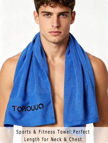 Sports Towels 2-Pack, Ultra-Soft 100% Cotton Quick-Dry Gym Towels | Sweat absorbing, quick dry, skin friendly. For gym, yoga, cycling, hiking, travel. 12.5x43.5 inch. Washable.