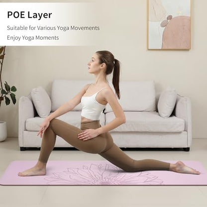 HAHE Yoga Mat Thick (8MM,1/3"), Eco-Friendly POE Non Slip Yoga Mat, High Rebound & Shock Absorption, Anti-Tear & Sweat-Resistant for Yoga, Fitness, Home, Workouts, Large Pilates Mats 72"x24" with Carrying Strap - color: Taro Purple