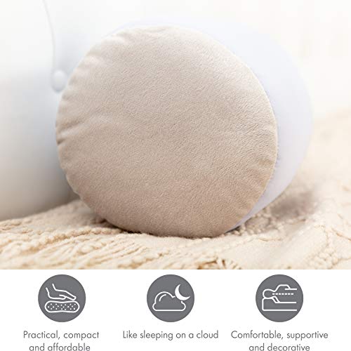 Microbead Bolster Neck Roll Pillow, 14x8 in Cylinder Tube, Silver Mist | Silky feel fabric helps prevent wrinkles & hair breakage; feather-light beads gently cushion head & shoulders as you rest - color: Silver Mist