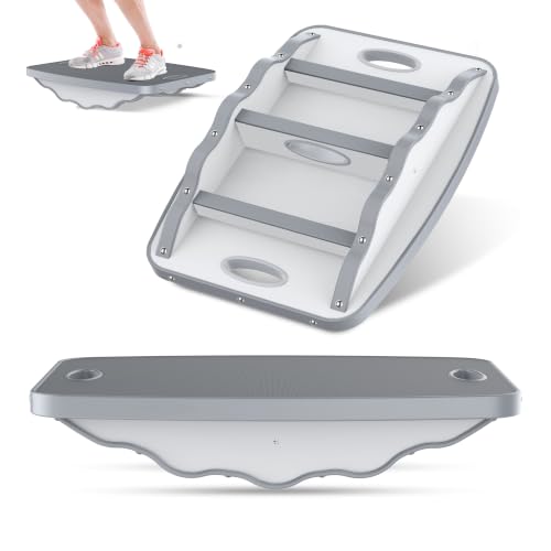 Advanced Wooden Balance Board, Portable Non-Slip 500 lb Rocking wobble board, Physical Therapy, Yoga Practice, Core Strength Stability Balance Training Board for Men, Women, Children and Seniors - color: Advanced wavy gray