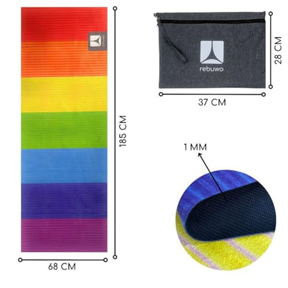 Rebuwo Travel Mat for Yoga & Pilates, Non-slip Suede Exercise Mat, Foldable Yoga Mat for Travel, Rubber Lightweight Travel Mat