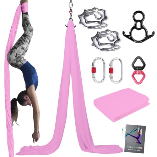 PRIOR FITNESS Aerial Silks Kit, SGS&CE Certified, 9/15/20Yards - color: Pink, size: S(9 Yards)