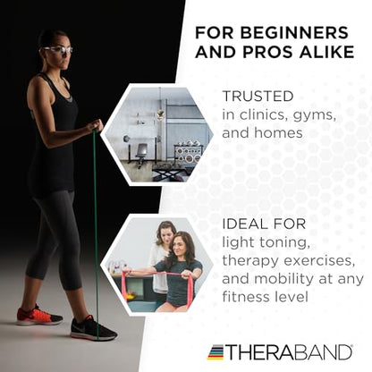 THERABAND Professional Resistance Band, Green Level 3 Heavy, 5 ft Exercise | Elastic resistance band for exercise, strength training, stretching and physical therapy - ideal for home workouts - color: Level 4 / Extra Heavy - Green