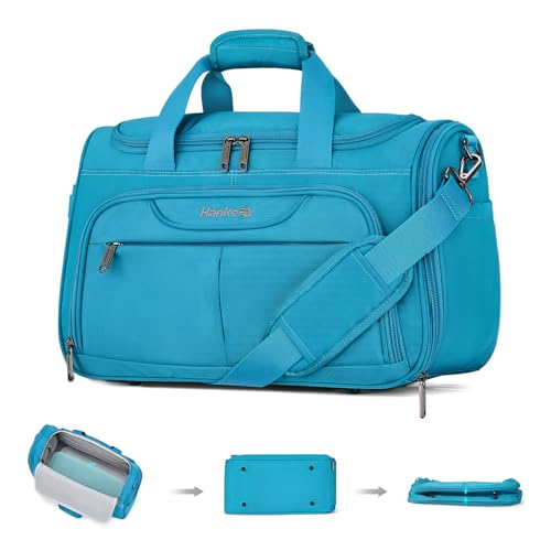 Hanke Small Underseat Carry On Luggage Bags for Travel with 10 Pockets. - color: Caribbean Blue, size: Underseat Carry-On