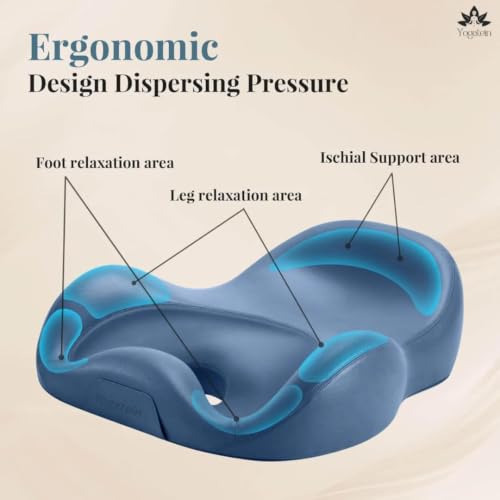AetherForm Orthopedic Meditation Cushion – Three-Point Ergonomic Floor Seat with Tailbone Relief & Contoured Support for Mindful Sitting, Yoga, and Relaxation (Teal Blue) - color: Teal Blue