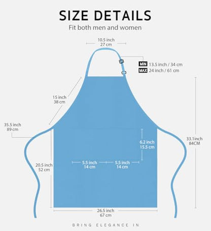 Syntus Apron for Men Women, Adjustable Cooking Kitchen Apron with 2 Pockets | Machine Washable, Firm Stitching, Stain Resistance, Long Tie Straps, 2 Pockets, Versatility, Unisex Use, Gift, BBQ - color: Blue Light, style: 2 Polyester