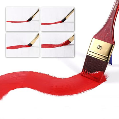 rubens Acrylic Filbert Paint Brush Set, 5 Pcs Nylon Bristles Paint Brushes | Professional Artist Filbert Paint Brush with Long Wooden Handle, Wide Flat, Filbert for Acrylic Oil Gouache Watercolor Paint