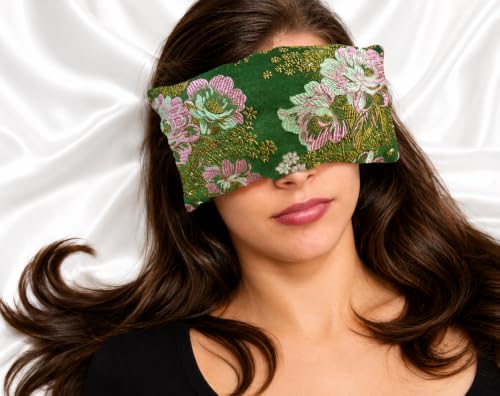 Handmade Luxe Serenity Eye Pillow - All-Natural Flaxseed - Unscented or Lavender Scented – Weighted Eye Mask for Yoga, Meditation, Hot & Cold Therapy - color: SPRING GREEN, style: LAVENDER SCENTED