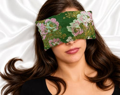 Handmade Luxe Serenity Eye Pillow - All-Natural Flaxseed - Unscented or Lavender Scented – Weighted Eye Mask for Yoga, Meditation, Hot & Cold Therapy - color: SPRING GREEN, style: LAVENDER SCENTED