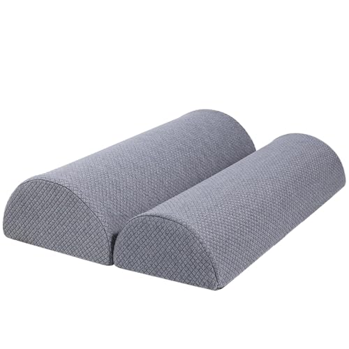 2PCS Knee Pillow for Sleeping, Half Moon Bolster Pillow for Neck, Legs, Ankle Foot & Knee Support, High Density Foam for Leg Elevation (19.6''x6.7''x3.5'', 19.6''x7.8''x4.3'') - color: Grey