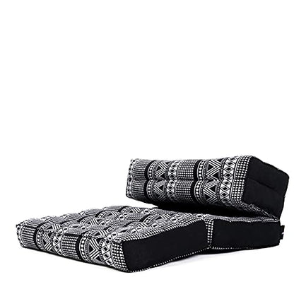 Leewadee Foldable Floor Mattress – 2 in 1 Floor Meditation Mat for Yoga and Relaxation, Seating Futon with Kapok - color: Cbt3 - Black