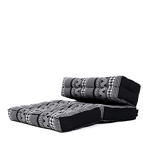 Leewadee Foldable Floor Mattress – 2 in 1 Floor Meditation Mat for Yoga and Relaxation, Seating Futon with Kapok - color: Cbt3 - Black