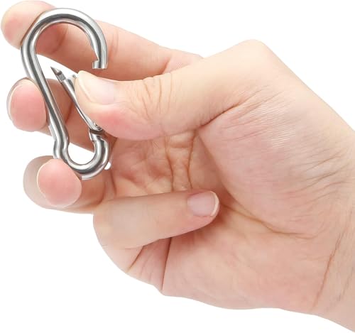 sprookber Stainless Steel Spring Snap Hook Carabiner - 304 Stainless Steel Caribeener Clips, Set of 6 - color: Silver, size: 2.25 Inch