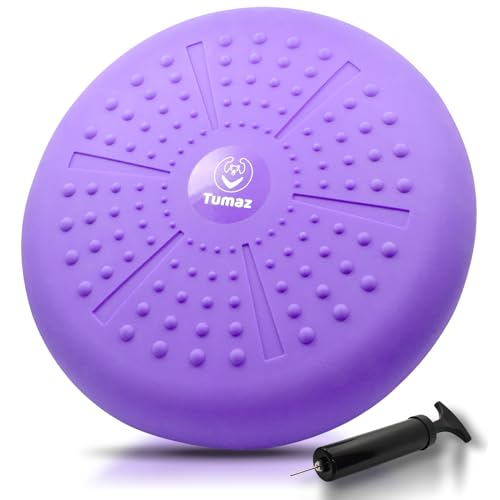 Tumaz Wobble Cushion Wiggle Seat Core Balance Disc with Pump | Extra Thick | Supports Active Sitting | For Sensory Kids | Core Training| Office, Home & Classroom - color: 08. Purple