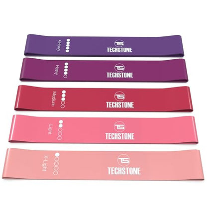 TechStone Resistance Bands Set – 5 Levels Loop Exercise Bands for Men & Women, Elastic Workout Bands for Home Gym, Training, Yoga & Fitness, Carry Bag Included - color: Red