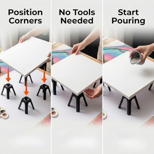 4-Pack Canvas Stands for Paint Pouring | Canvas Feet Risers Elevators Tool Holder for Acrylic Paint Pouring | Suitable for Crafts, Artworks Projects, Handicrafts (Black, 2 Inches) - size: 2 Inches (Pack of 4), style: 2 Inch es