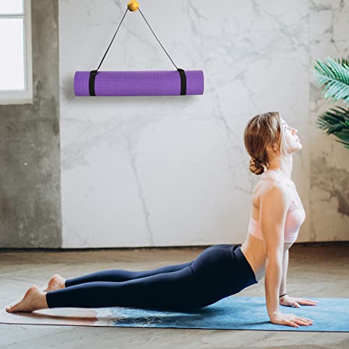 Cosmos Yoga Pilates Mat Strap - Looped Sling/Harness/Carrier Strap with Stretching Band Loops for Pilates, Exercises & Aerobics Mat Carrying - Soft & Durable Cotton, Black
