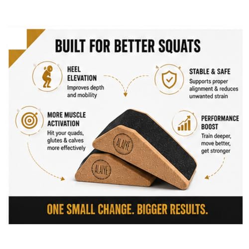 Squat Wedge Blocks (Set of 2) – Non-Slip Slant Boards for Lower Body Workouts Ankle and Calf Stretching - Yoga Blocks, Designed to Elevate Heels and Squat Support - Includes Carry Bag
