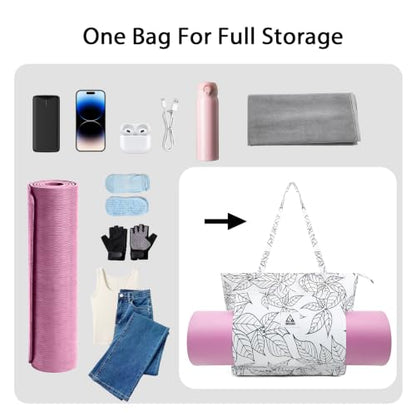 IwIeIaIrI Yoga Tote Mat Bag Carrier for Women with Mat Holder - color: White