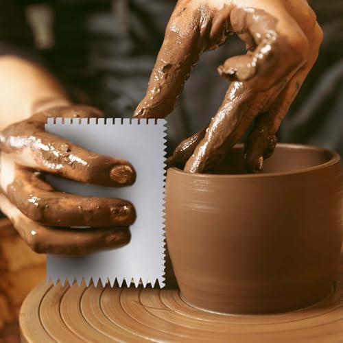 Steel Pottery Tools Serrated Scraper Clay Ribs Stainless Steel Sculpture Modeling Cutter Scraper Crafts Tool Ceramics Sculpting Tools Kits for Sculpting Texturing Artists Modeling Potter