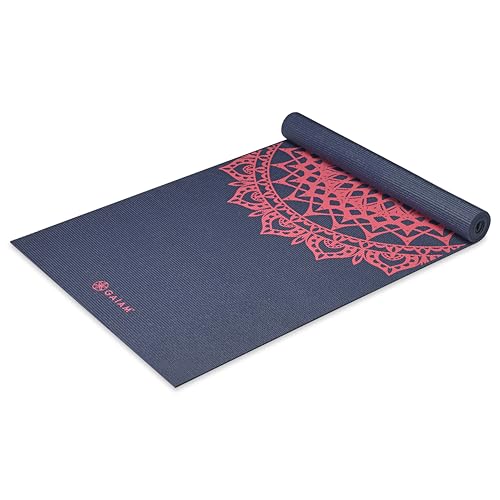 Gaiam Yoga Mat Classic Print, 4mm Non-Slip Mat - color: Pink Marrakesh