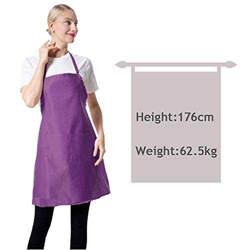 Total 15 PCS Mixed Plain Color Bib Aprons Bulk for Women Men Adult with 2 Front Pockets Chef Cooking Painting Baking(12colours,15pcs) - color: 12 Mixed Colours- 15 Pcs Total