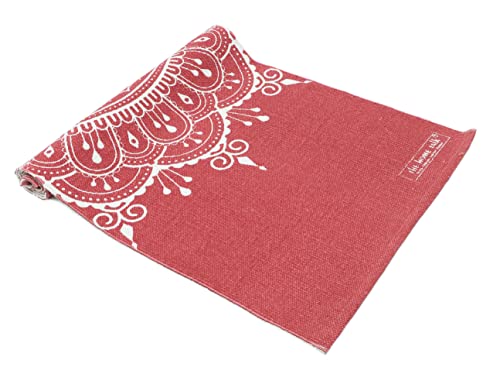 Hand Woven 100% Cotton Yoga Mat- Thick Handloom Made in India- for Gym Floor Exercise - Runner for Bedroom - color: Red