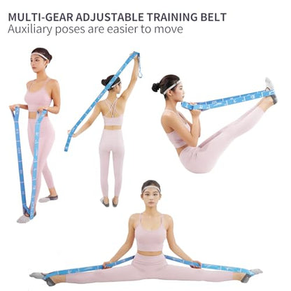 12 Loop Resistance Stretch Band, Numbered Flexibility Strap for Exercise, Physical Therapy, Yoga, Pilates, Dance, Gymnastics and Rehab Training, Adjustable Stretching for Splits, Ballet,Home Workouts - color: Blue