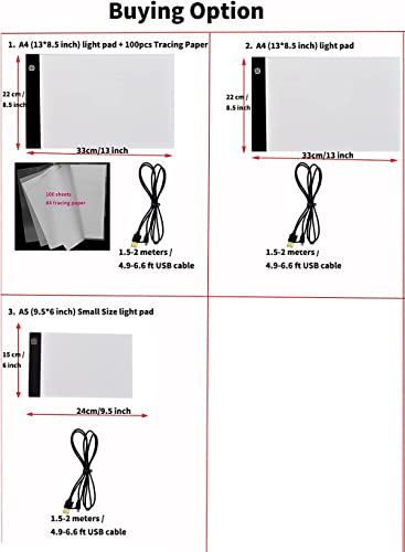 A4 Light Box for Tracing Pad, Bright Light Pad Art Light Board for Diamond Painting, Weeding Vinyl, Lightbox for Tracing and Drawing, Led Tracer Pads Artists Light Boxes, Drafting Lightpad Lightboard