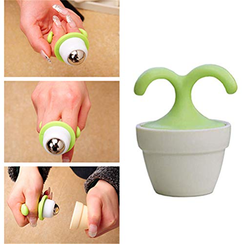 VUFVOID 2PCS Handheld Body Massager Mini Potted Plant Shaped Roller Ball Bead Relaxation Neck Foot Face Pot Desk Decor Massage Cooling for Neck (Green with White)